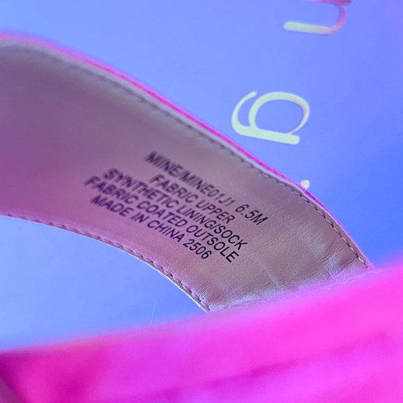 New Madden Girl 6.5 Platform Heels Sandals Pink Mine Fabric Faux Suede with Box - Picture 10 of 11